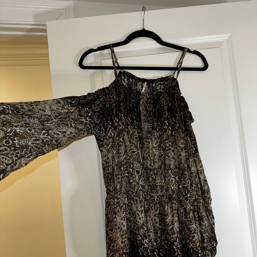 Free People Paisley Jumpsuit in Black and Brown